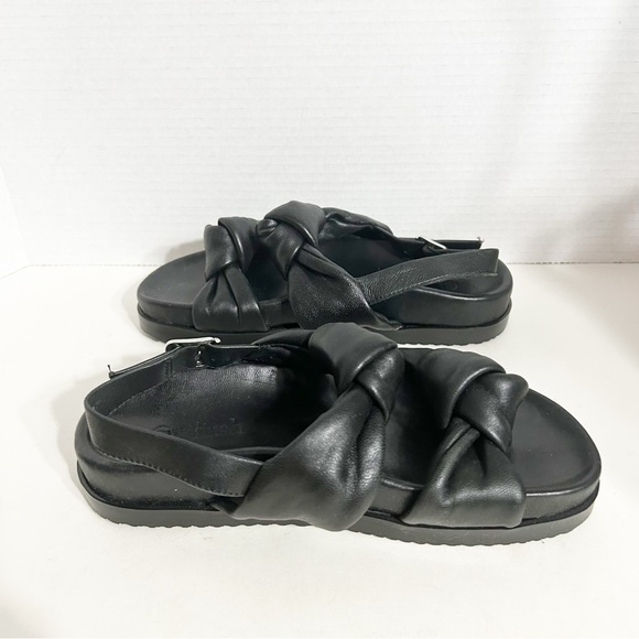 HUSH Naxos Leather Knotted Strapped Sandals Molded Footbed Sling Backs Blacks 🖤 - Picture 6 of 11